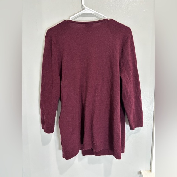 Talbots Woman Pure Cashmere Wrap Sweater Burgundy Wine V neck 1X - Picture 5 of 8